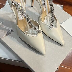 Jimmy Choo Cream Crystal Embellished Heels